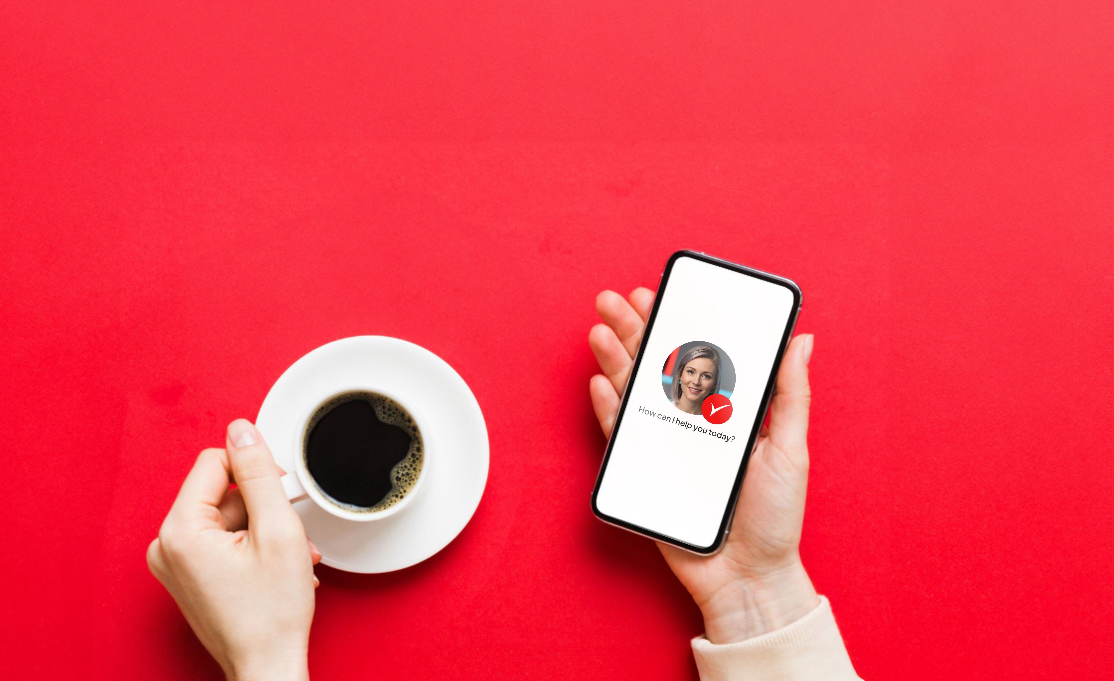 Illustration of a person talking to a voice assistant